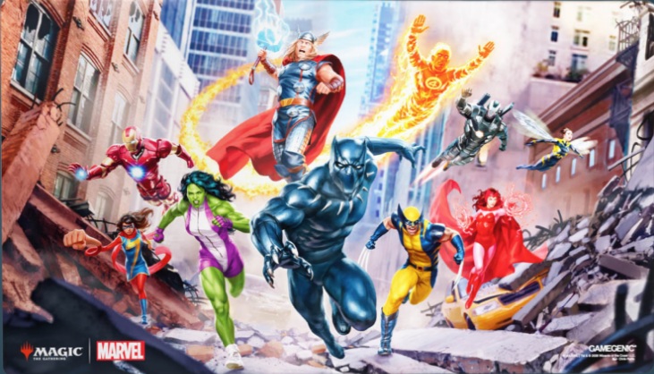 Marvel Super Heroes (shiny surface) Playmat (Stitched Edge)