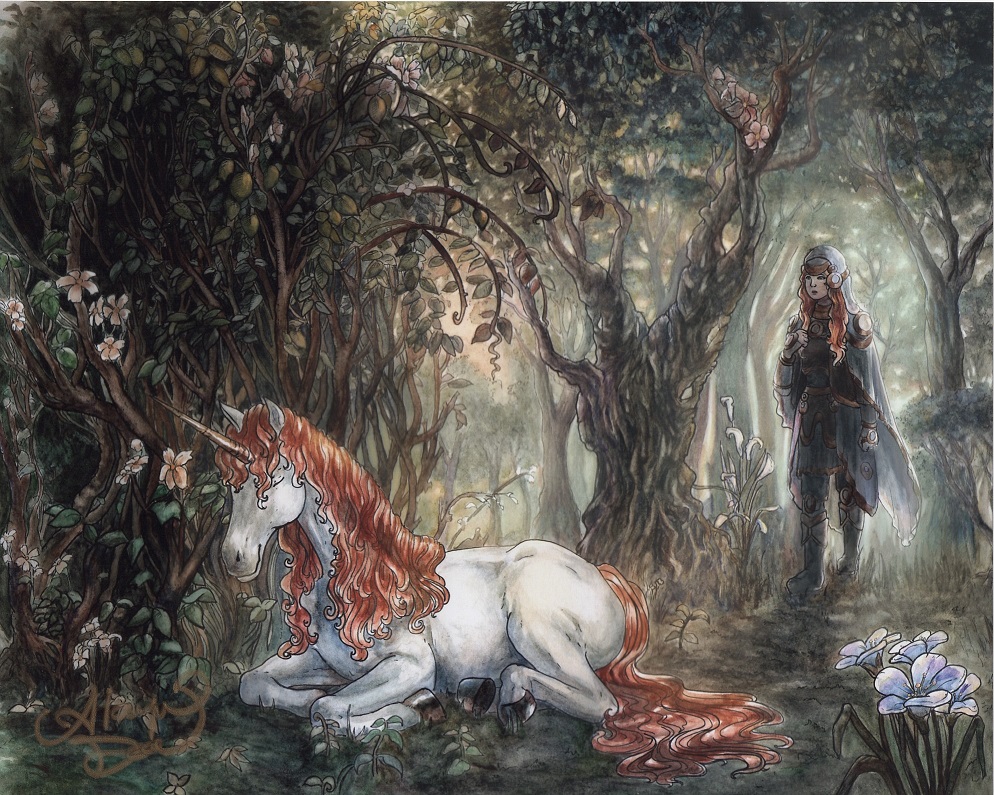 Lonesome Unicorn (Signed) by Alayna Danner from Throne of Eldraine Variants